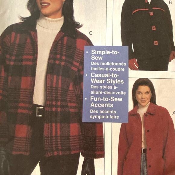 McCalls 9524 Pattern Jacket Miss 8-22 Vintage Unlined Ranch Utility Functional - Picture 1 of 8